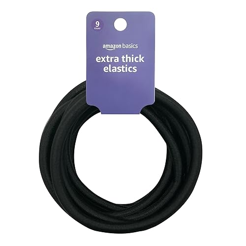 Tienda Basics Elástico grueso, negro, 0.157 in, paquete de 9