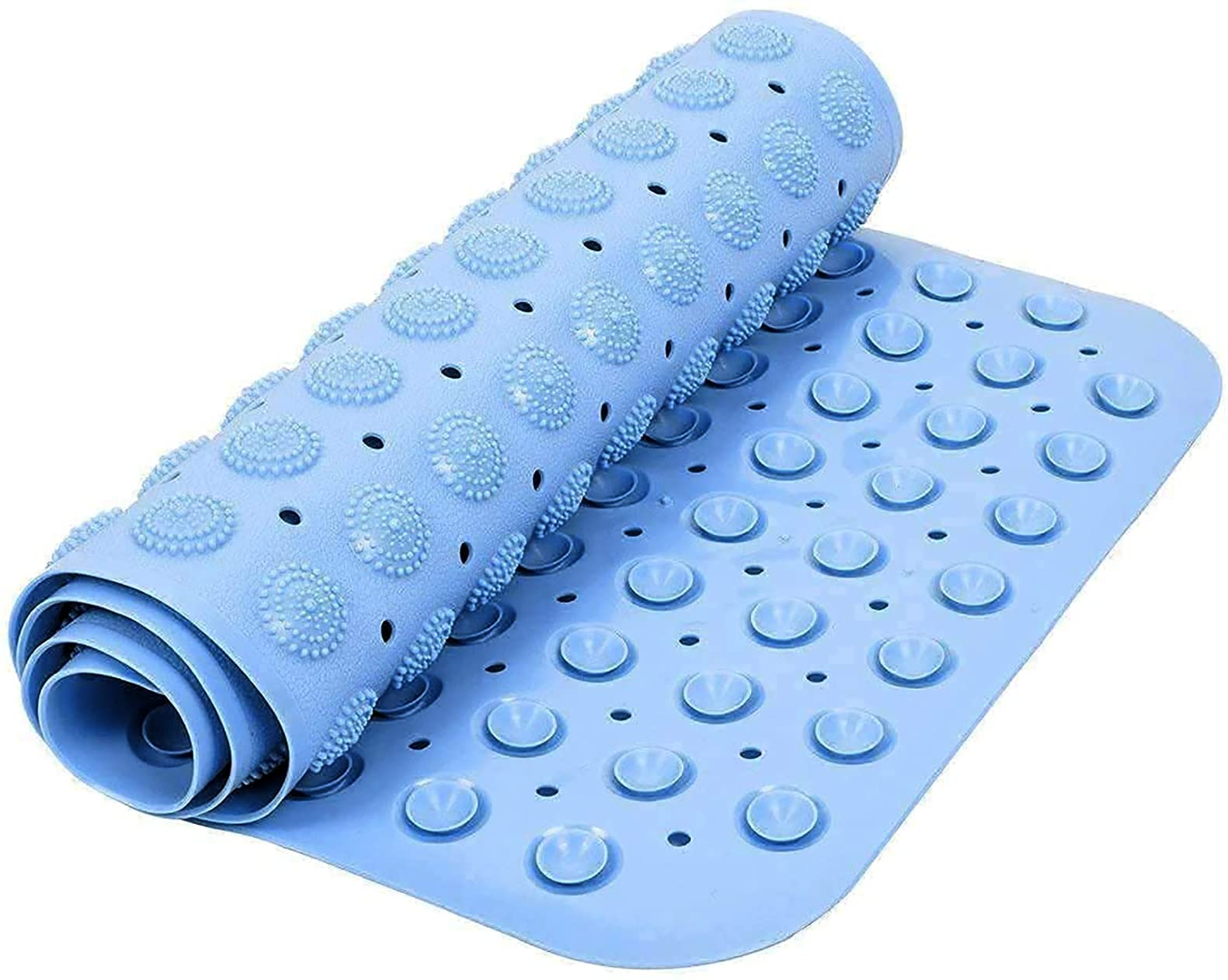 NSXEEN Premium PVC Silicone Shower Bath Mat Anti Slip Bathtub Bathroom Met with Suction Cup, Drain Hole & Anti Skid Non-Slippery Rubber Floormat for Toilet Kitchen (Sky Blue Medium-68.5X35.5 CM) (B09NQ5S1HQ) Amazon Price History, Amazon Price Tracker