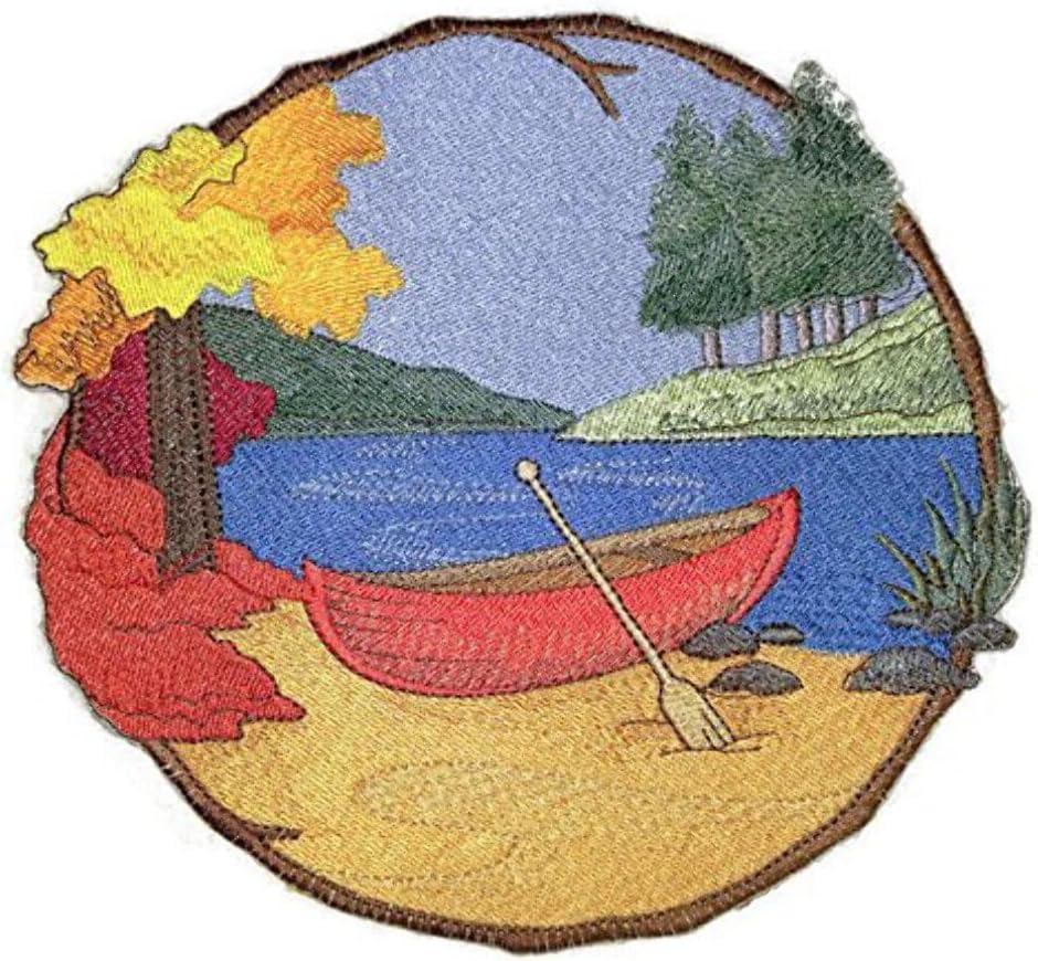 Stroll Through The Walk in Woods Beauty[Canoe on The River] [Custom and Unique] Embroidered Iron on/Sew Patch [8.5" * 7.5"] [Made in USA]