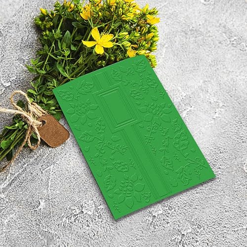 Vista 4 de Hying Carpeta en relieve de plástico con hojas de flores texturizadas 3D para hacer tarjetas, plantilla de manualidades, pancarta floral