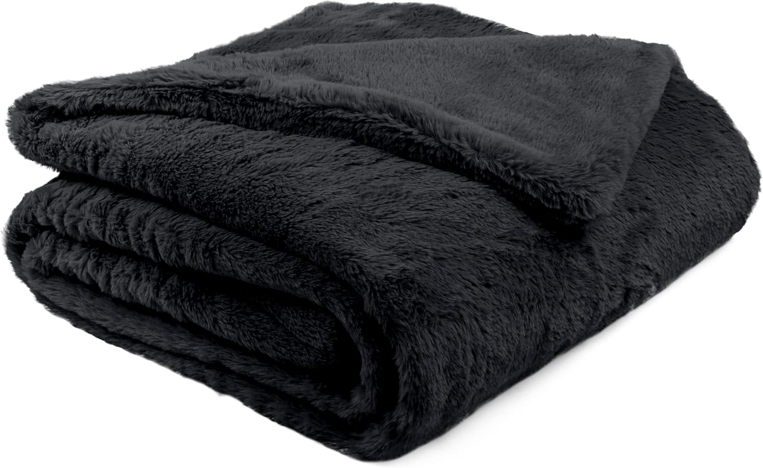 Sherry Kline Faux Fur Reversible Large Throw Blanket, Cozy, Fuzzy Super Soft Throw Blanket for Sofa, Chair, Couch and Bed, Versatile & Stylish Addition to Your Home Decor (45x72, Black)