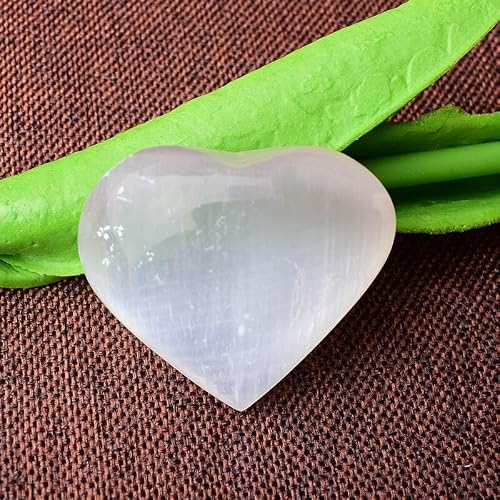 PKNVKZIDK Selenite Heart Shaped Hand Carved Polished Love Crystal Souvenir Home Decoration Couples Collectible Gift