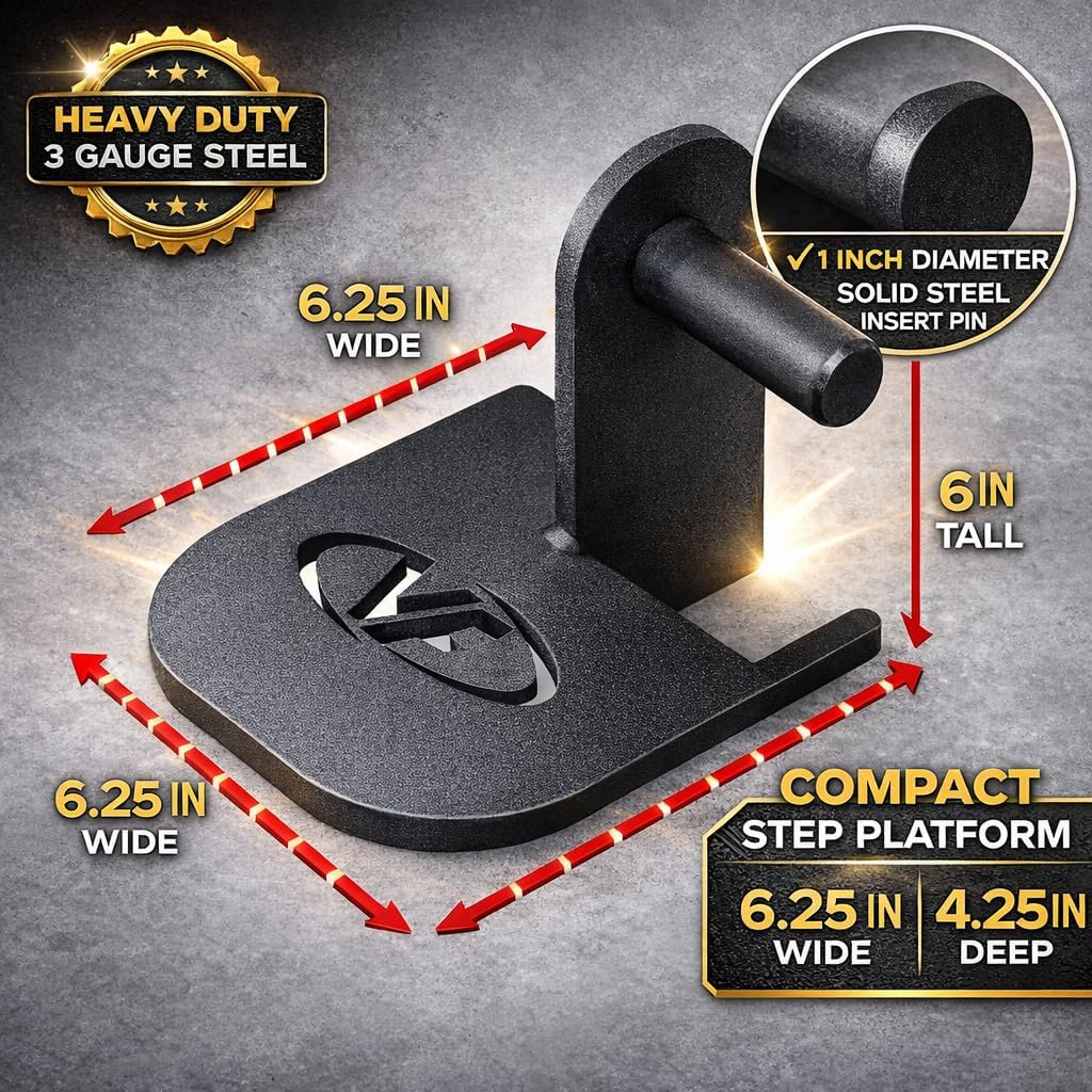 Valor Fitness Step Plate for 3"x 3"Rack - StepUp Platform - Inserts into Uprights for Reaching Higher Positions on Power and Squat Racks - 3 Gauge Steel - Strength Training Accessory
