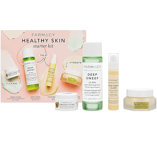 Farmacy Set de regalo para el cuidado de la piel, kit de inicio de piel saludable, juegos y kits de cuidado de la piel con removedor de maquillaje