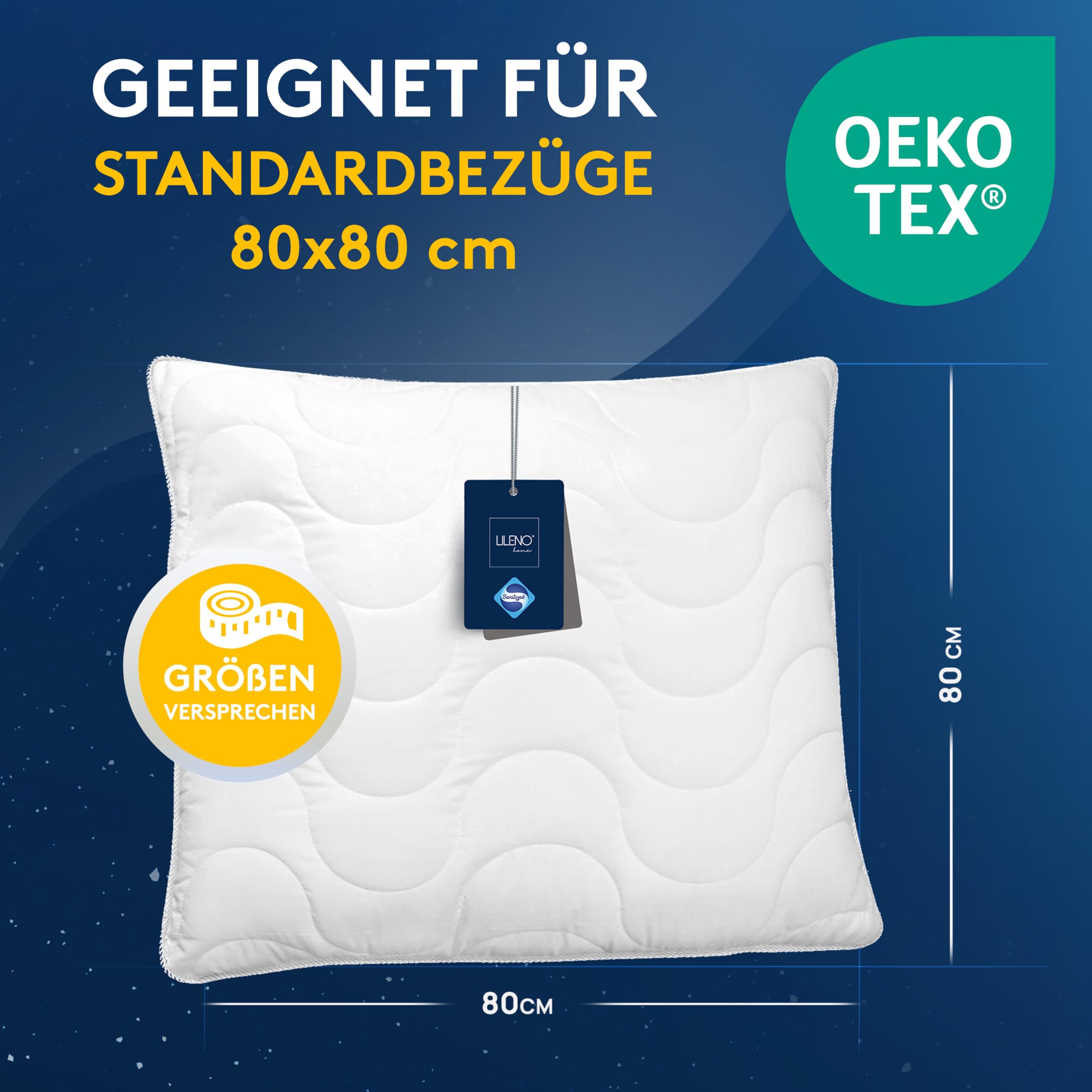 LILENO HOME Kołdra premium na 4 pory roku 155 x 220 cm + poduszka 80 x 80 cm [1 zestaw] z hipoalergiczną kołdrą Sanitized 155 x 220 cm + poduszka 80 x 80 cm, na lato i zimę, odporna na gotowanie do