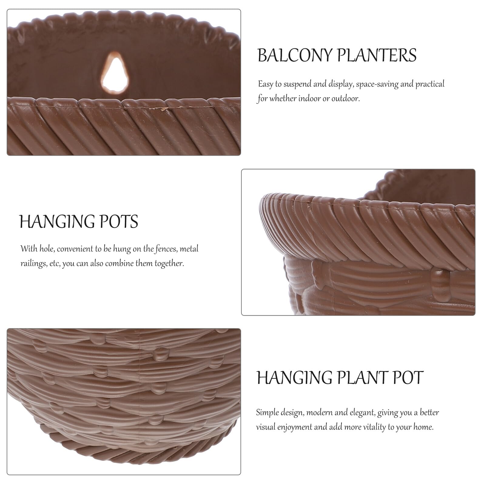 DECHOUS Pot de Fleurs Mural en Terre Cuite Imitation Osier Trou pour Accroche, pour Jardin et Balcon Extérieur