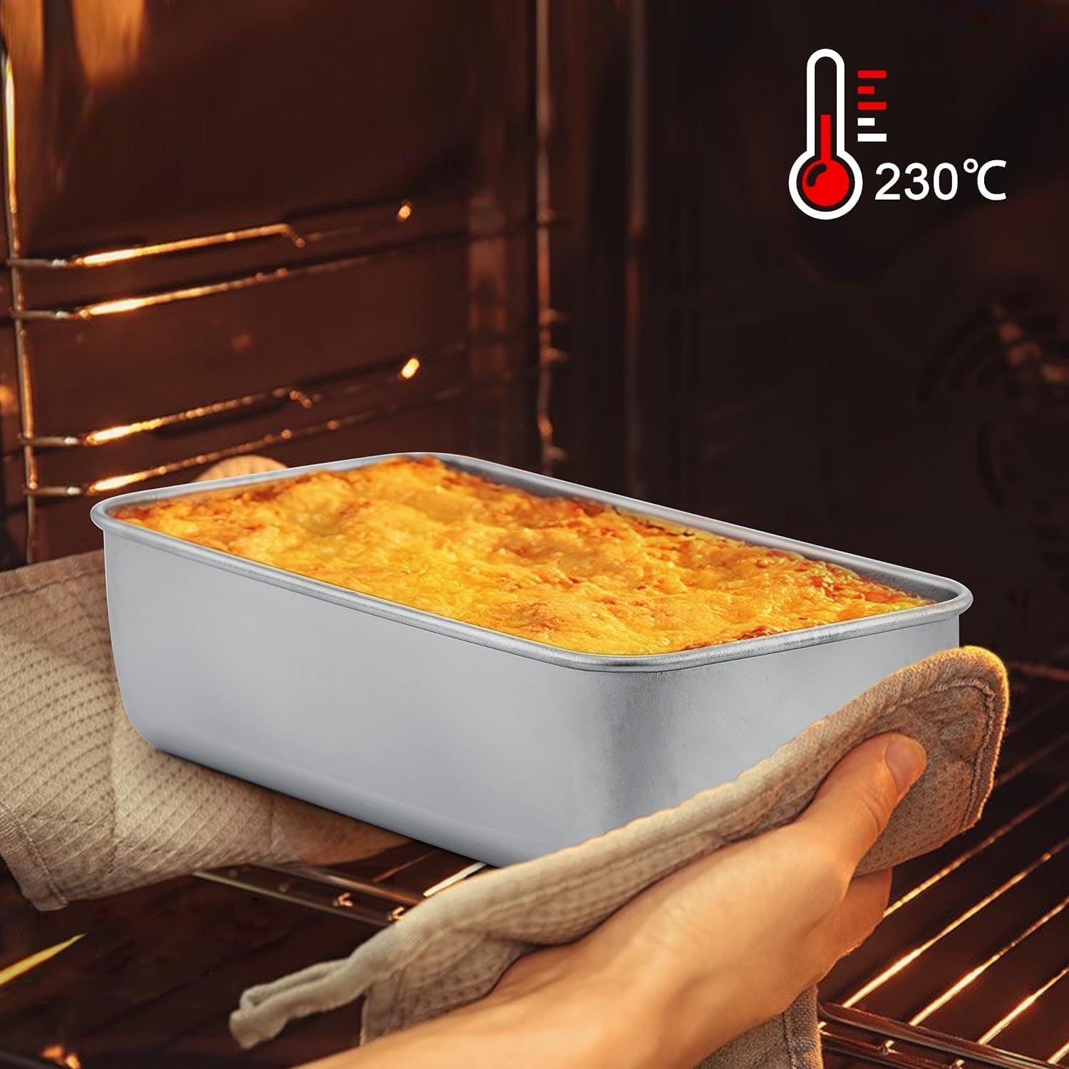 Joyfair - Set di 2 stampi per pane e torte, in acciaio inox, 23x12x6 cm, sani e atossici, facili da sformare e lavabili in lavastoviglie