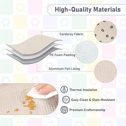 Miniatura 5 de Bolsa de almuerzo para mujeres y hombres, linda bolsa de almuerzo de pana, reutilizable, aislada, gran capacidad, reutilizable, aislada, hielera