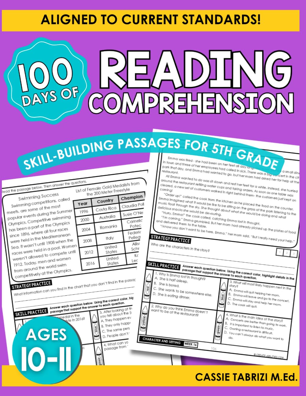 Reading Comprehension Workbook: Reading Comprehension 5th Grade Ages 10-11, Grade 5 Reading Comprehension