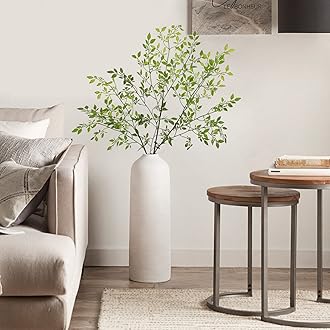 CEWOR Artificial Plants 2PCS 43.3 Inch Green Nandina Tall Plants for Wedding Shop Garden Office Home Décor Greenery Stems Fake Branches for Vase Indoor