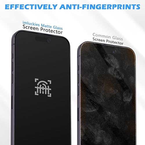 Miniatura 2 de imluckies Paquete de 2 protectores de pantalla mate para iPhone 14 Pro Max, antirreflejos y antihuellas dactilares, compatible con isla dinámica,