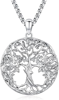 Eusense Tree of Life Necklace for Women Men Sterling Silver 925 Tree Urn Locket Cremation Jewelry Family Tree Pendant Gifts for Her Him Mom Dad Grandma Daughter