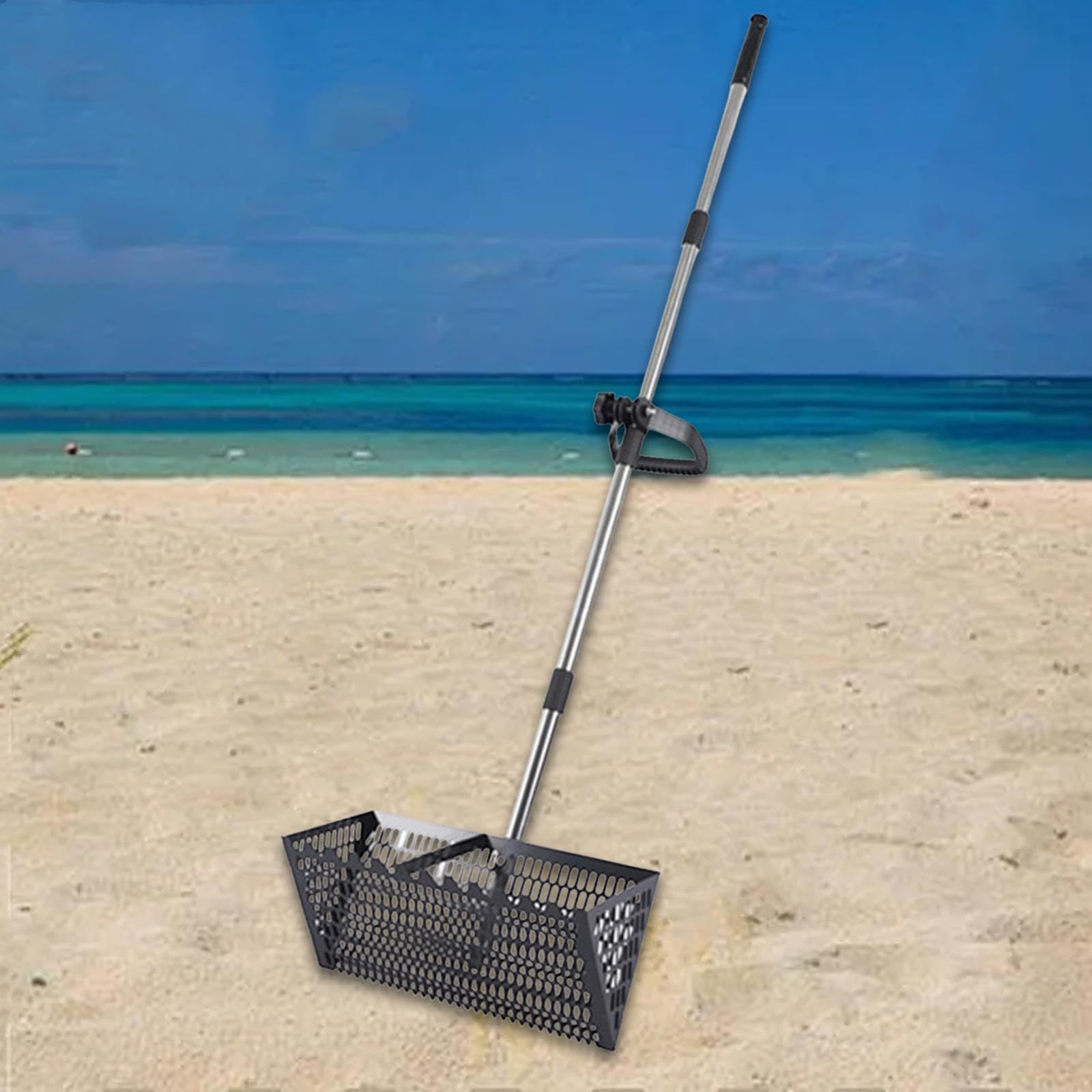 Rastrillo de Arena Extensible, Pala para Arena de Gato con Mango Telescópico, Tamizador Ligero, Grande Y Resistente.