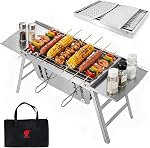 Portable Charcoal Grill Stainless Steel 360° Rotating BBQ Grill,Flipping Barbecue Grills for Camping, Picnics, Gardens and Beach Parties