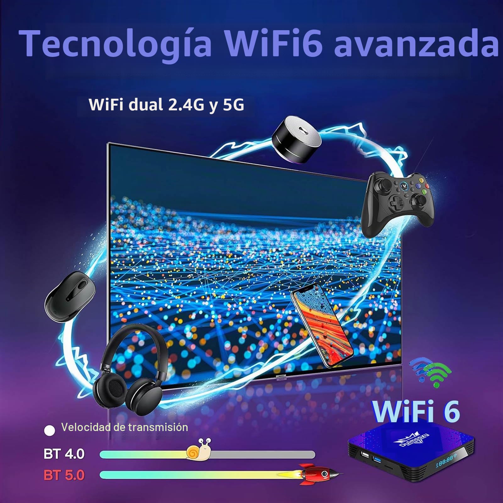 Dulmssxy Android TV Box,Android 13.0 4GB RAM 64GB ROM RK3528 Quad-Core 64bit Smart TV Box,Support 2.4G/5G WiFi6 10/100M Ethernet BT5.0 USB 3.0 DLNA H.265,Cortex-A53 Mali 450 MP2 GPU HDMI2.0 8K