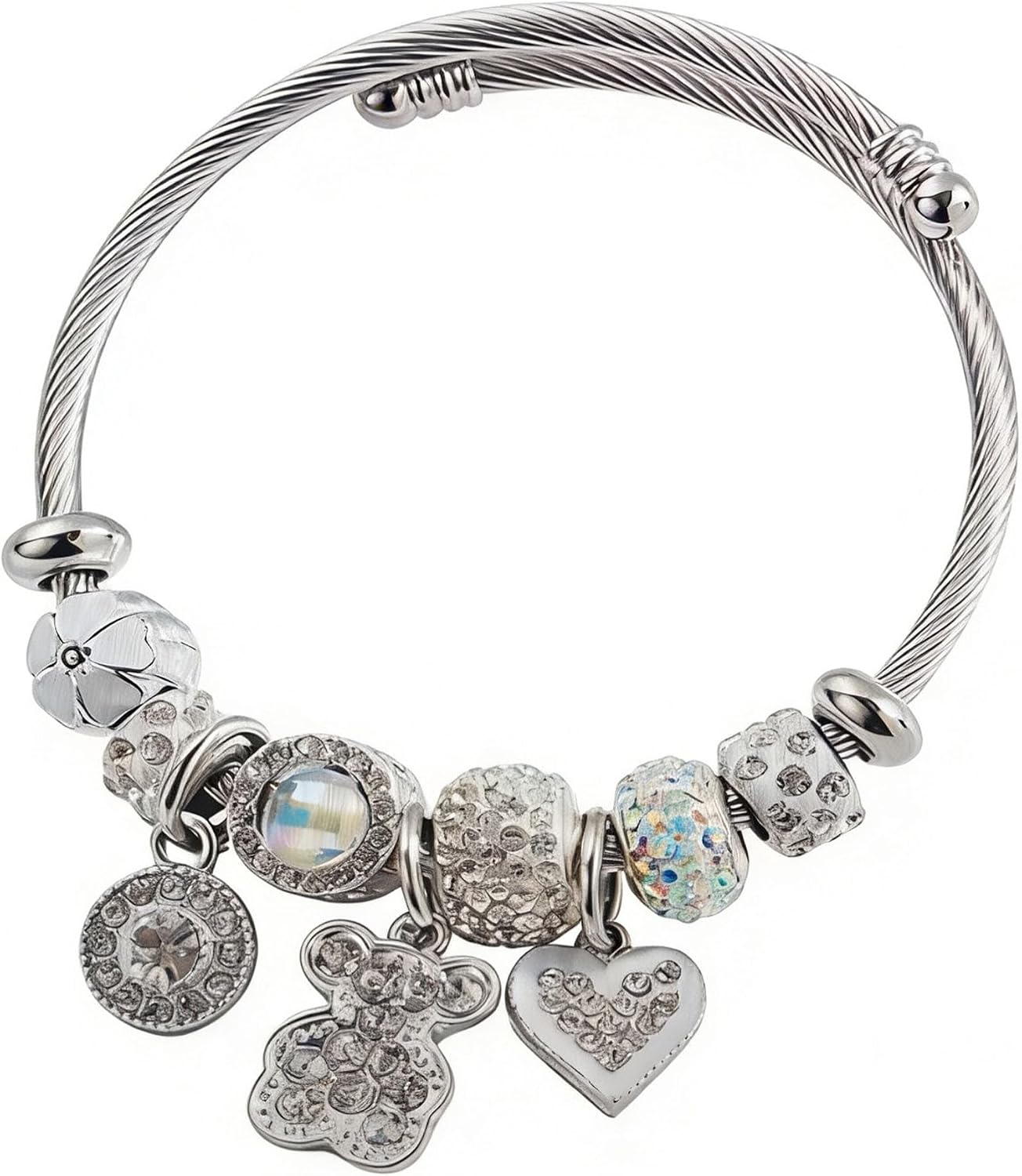 YouLuo Cute Charm Bracelet, Adjustable Stainless Steel Bracelet, Anime Cartoon Accessories Bracelets for Ladies Women Teen Girls Birthday Gift and Friendship