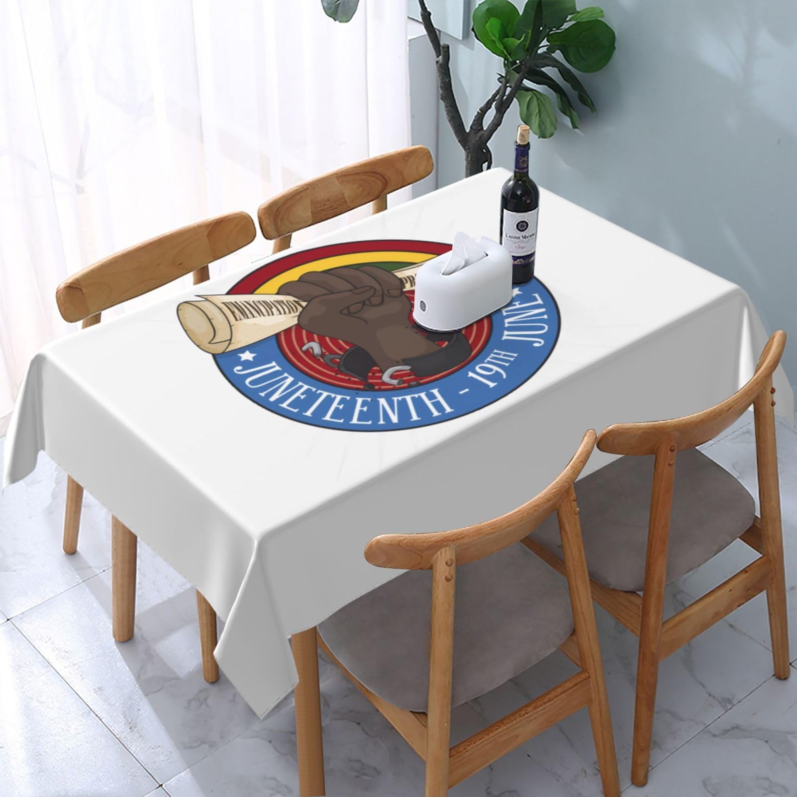 JunHeArt Juneteenth Celebrating Black Freedom 1865 African American Tablecloth Rectangle Table Cover Washable Table Cloths Decor For Kitchen 54" X 72"