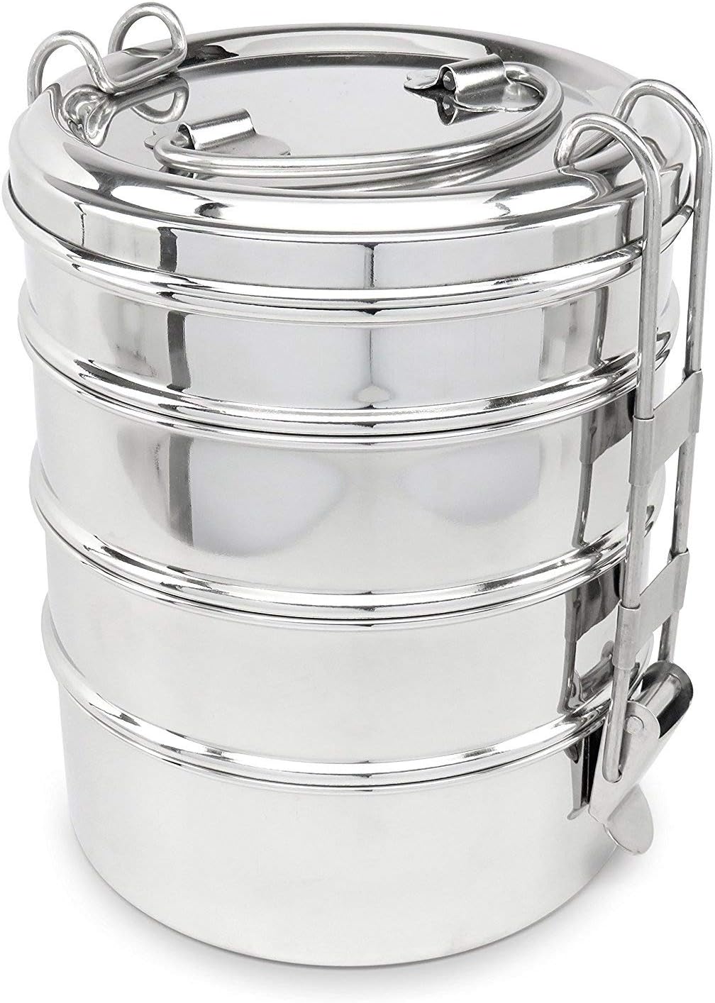 Stainless Steel Tiffin Style 4-Layer Round Stacking Lunch Box