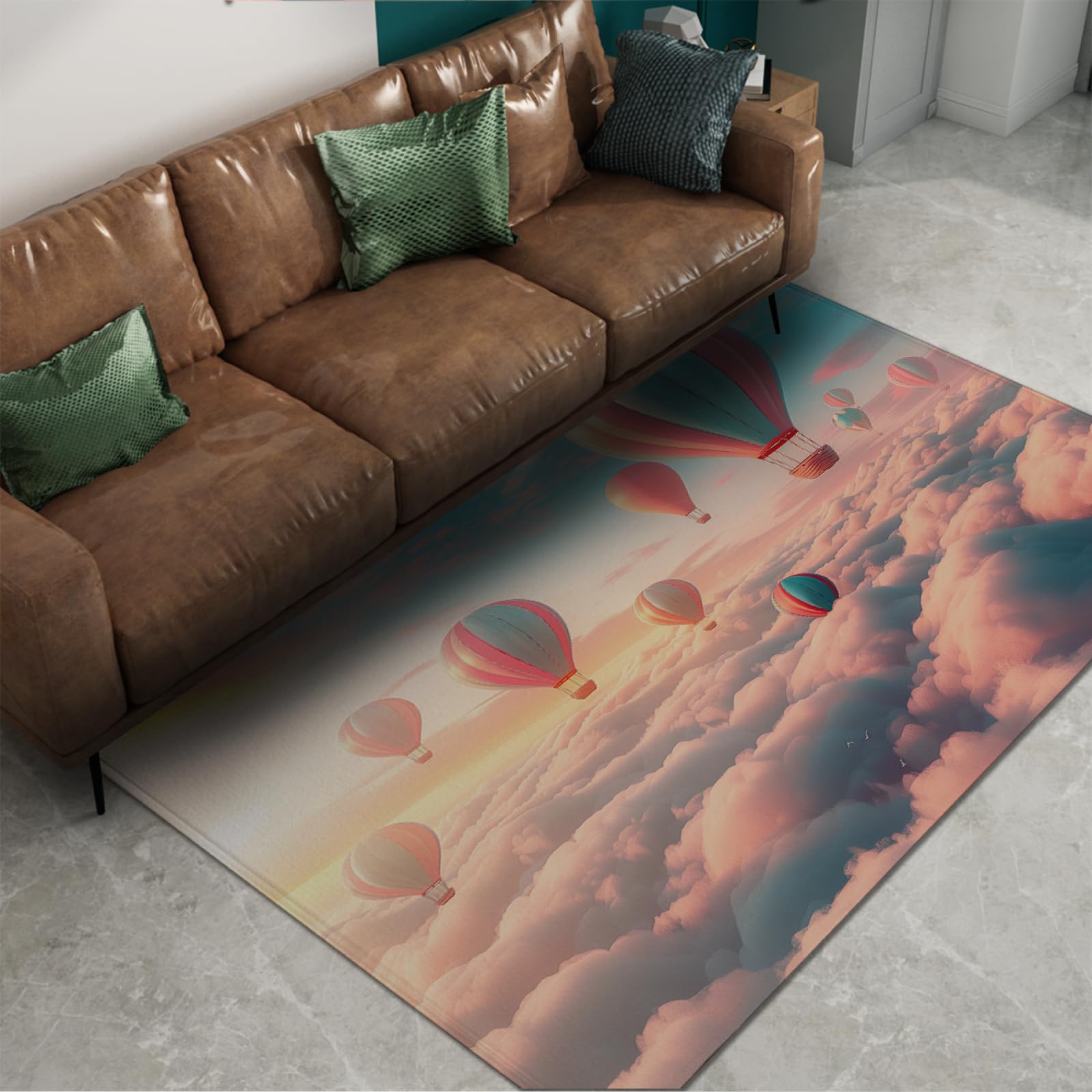 Tapis bande dessinée montgolfière tapis ciel et nuages grand salon