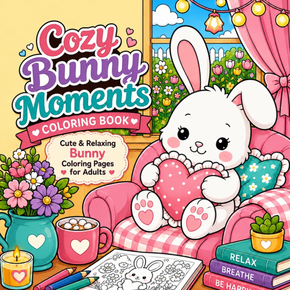 Cozy Bunny Moments Coloring Book: Cute and Relaxing Bunny Coloring Pages for Adults