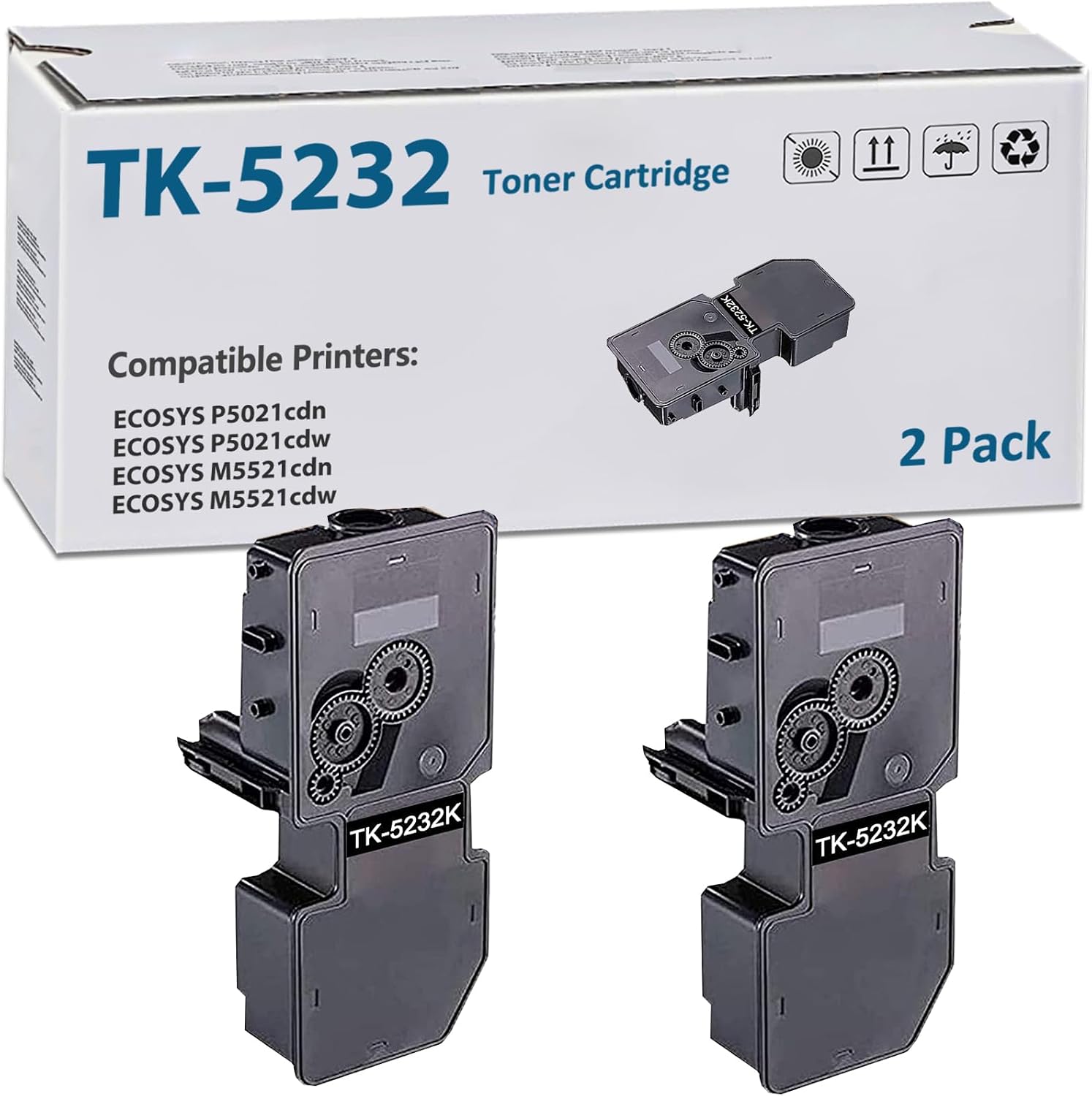 APRONE TK-5232 TK5232 Black Toner Cartridge 1T02R90US0 Compatible for TK-5232 TK-5232K for ECOSYS P5021cdn P5021cdw M5521cdn M5521cdw Printer(2600 Pages,2-Pack)