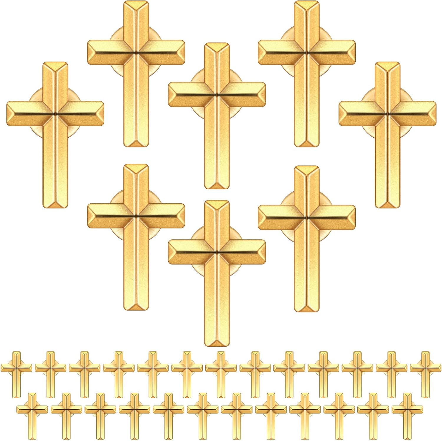 200 Pcs Cross Pins Bulk Metal Golden Silver Religious Christian Cross Brooch Pins Set Religious Enamel for Christian Chaplain Gifts Funeral Church Prayer Activities (Gold)