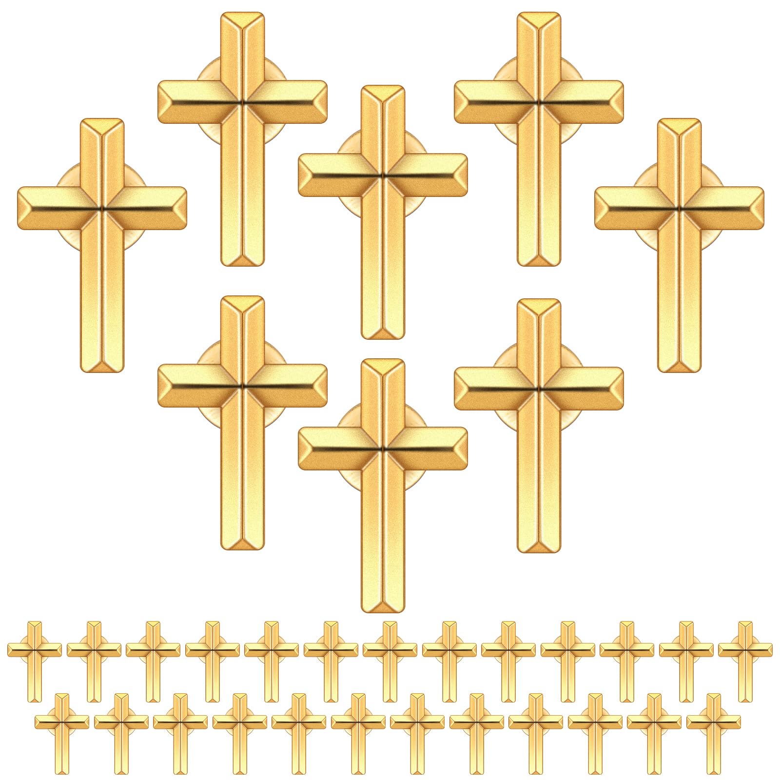 200 Pcs Cross Pins Bulk Metal Golden Silver Religious Christian Cross Brooch Pins Set Religious Enamel for Christian Chaplain Gifts Funeral Church Prayer Activities (Gold)