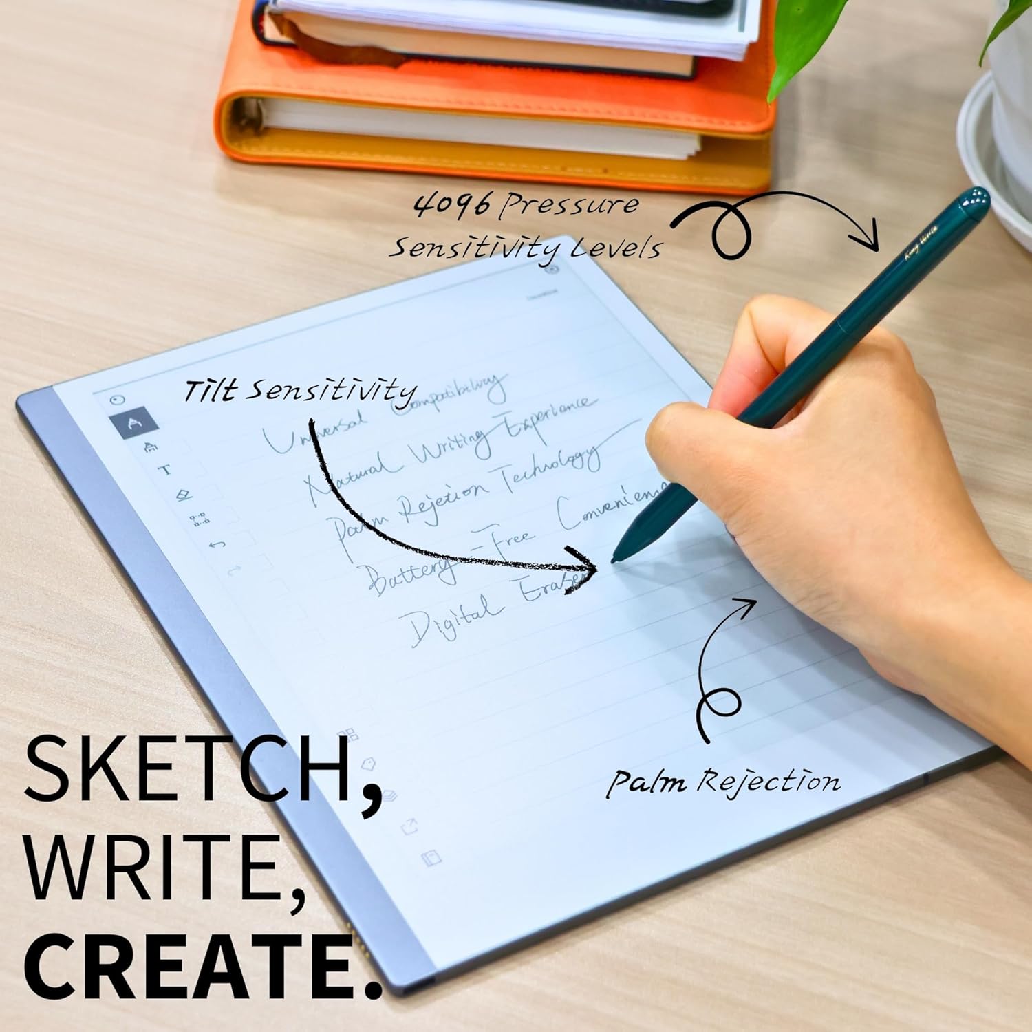 MR05 EMR Stylus for Kindle Scribe/Remarkable 2 with Digital Eraser, 4096 Pressure Sensitivity, Palm Rejection, Digital Pen for EMR Devices/Tablet