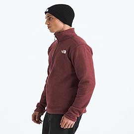 The North Face Men\'s Textured Cap Rock Quarter Zip Pullover - 1/4 Zip Fleece Jacket with a Classic Fit & Embroidered Logo, Sumac Heather, Large