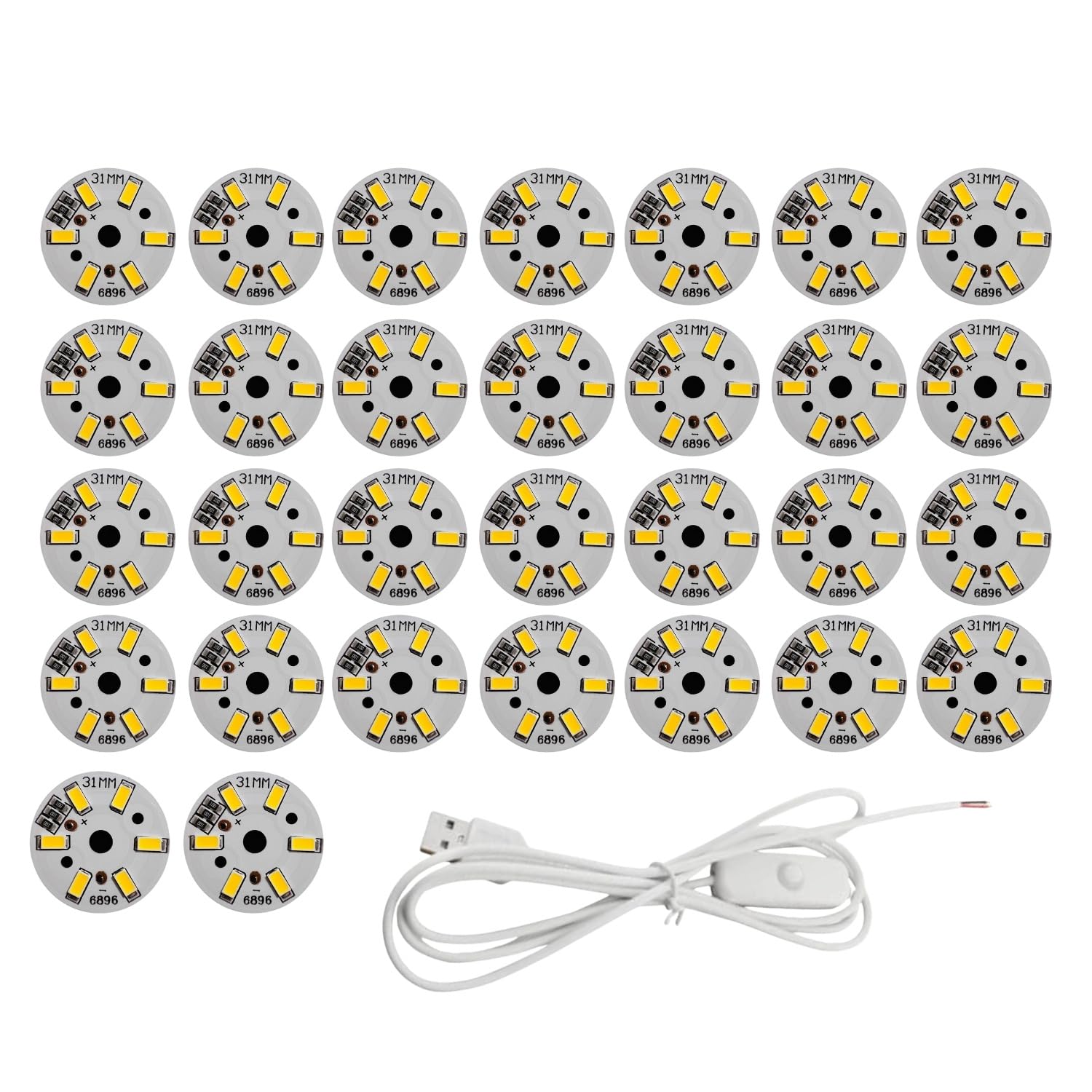 SNOOGG COB LED Light Chip, 30mm Natural White, DC 5V/3V Energy-Saving Bulb Beads for Spotlight, Downlight, Floodlight, Flashlight, Stage, Track Light Replacement (30)-image-17