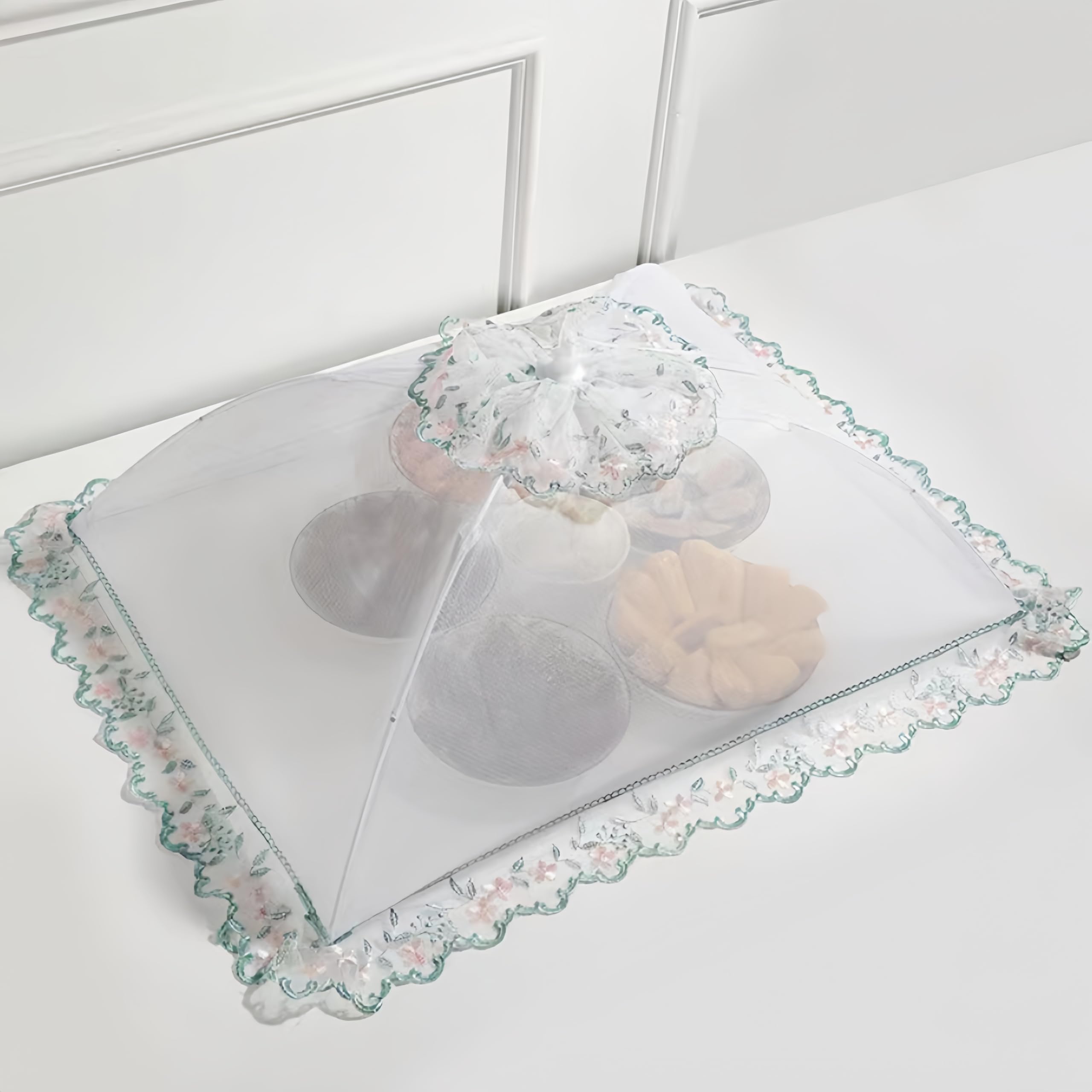 Wuyue Hua Transparent 70X50cm Large Premium Pop-Up Mesh Screen Food Cover Tent Umbrella, Reusable And Collapsible Outdoor Picnic Food Covers Mesh, Net Food Covers Keep Out Flies, Bugs, Mosquitoes