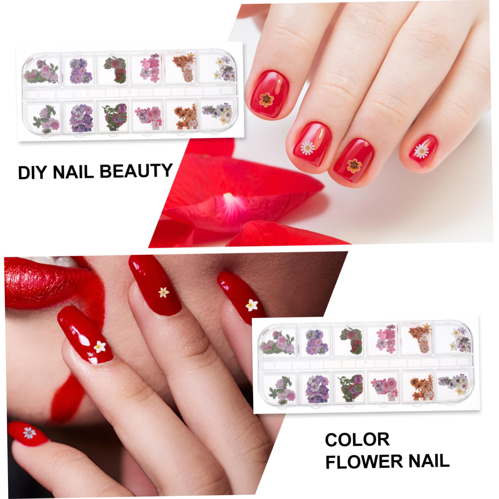 Calcomanía para Decoración de Uñas 4 Cajas de Pulpa de Madera Flores | Diseño de Margaritas y Otros Estilos, para Nail Art y Adornos en Otros Objetos, Variedad de Diseños