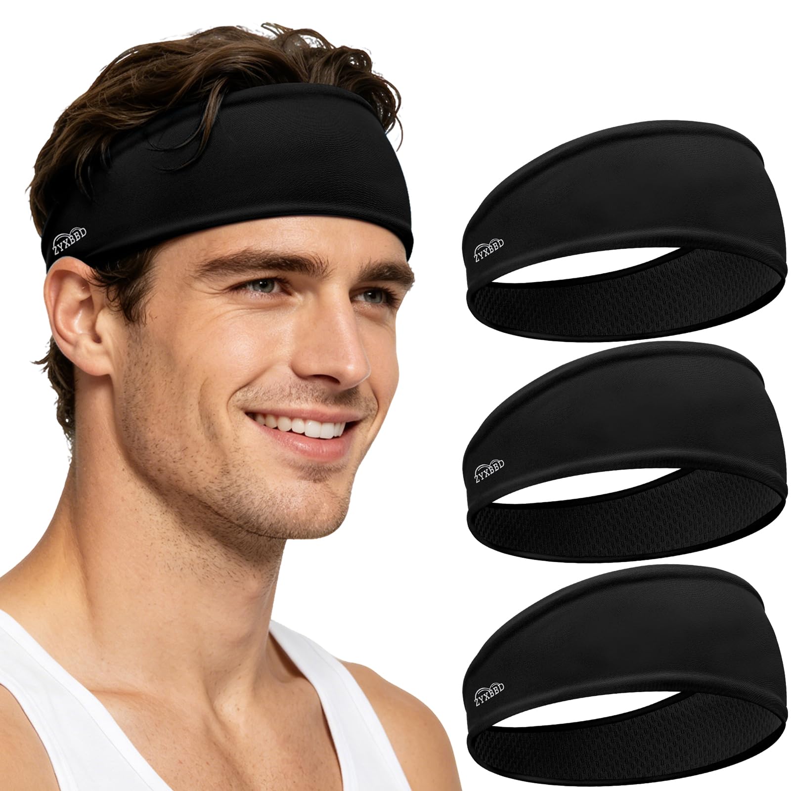 Stirnband Herren - Schweißband Stirn für Damen & Herren，Doppellagig Atmungsaktiv，Elastisch & rutschfest，Schnelltrocknend für Laufen Fitness Yoga Radfahren