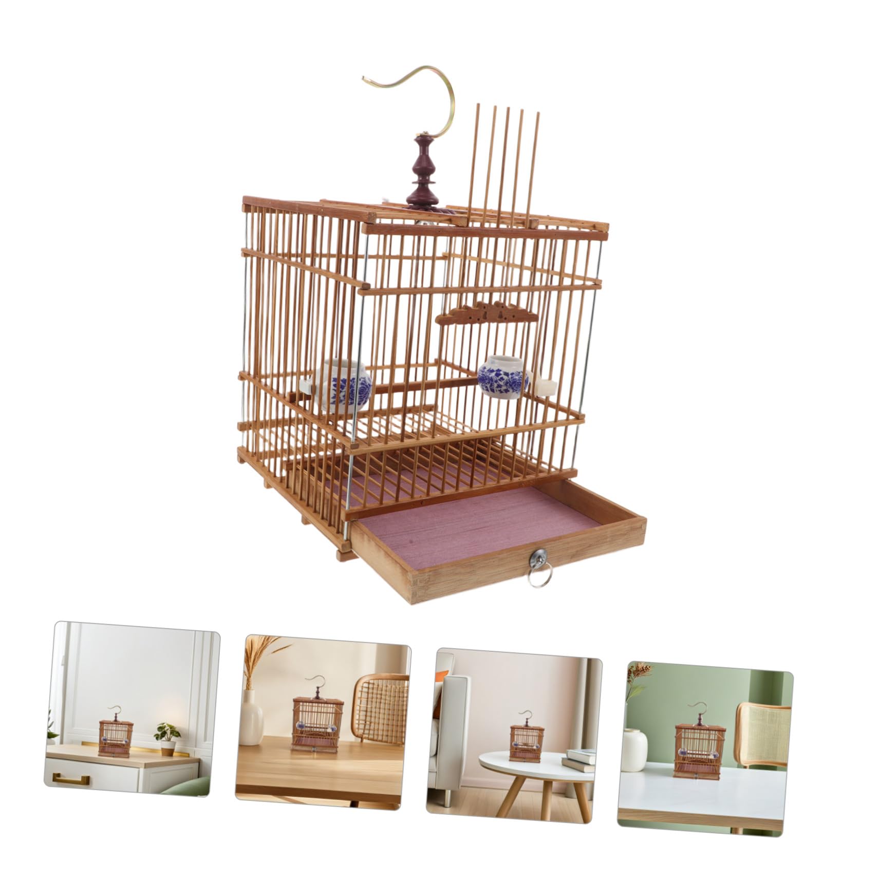 Vogelkäfig Rechteckig Carbonisiertes Stabiler Nistkasten für Wellensittiche Zosterops Kanarienvögel Eleganter Vintage Käfig für Garten Balkon Büro Praktisches Design mit