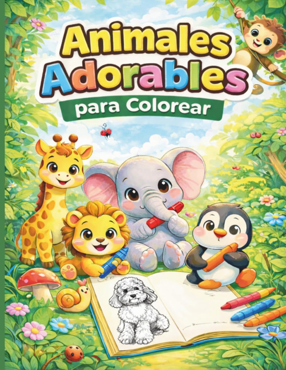Animales Adorables para Colorear.: Animales tiernos y divertidos que ayudan a estimular la creatividad, la concentración y la motricidad fina en niños de 4 a 8 años.