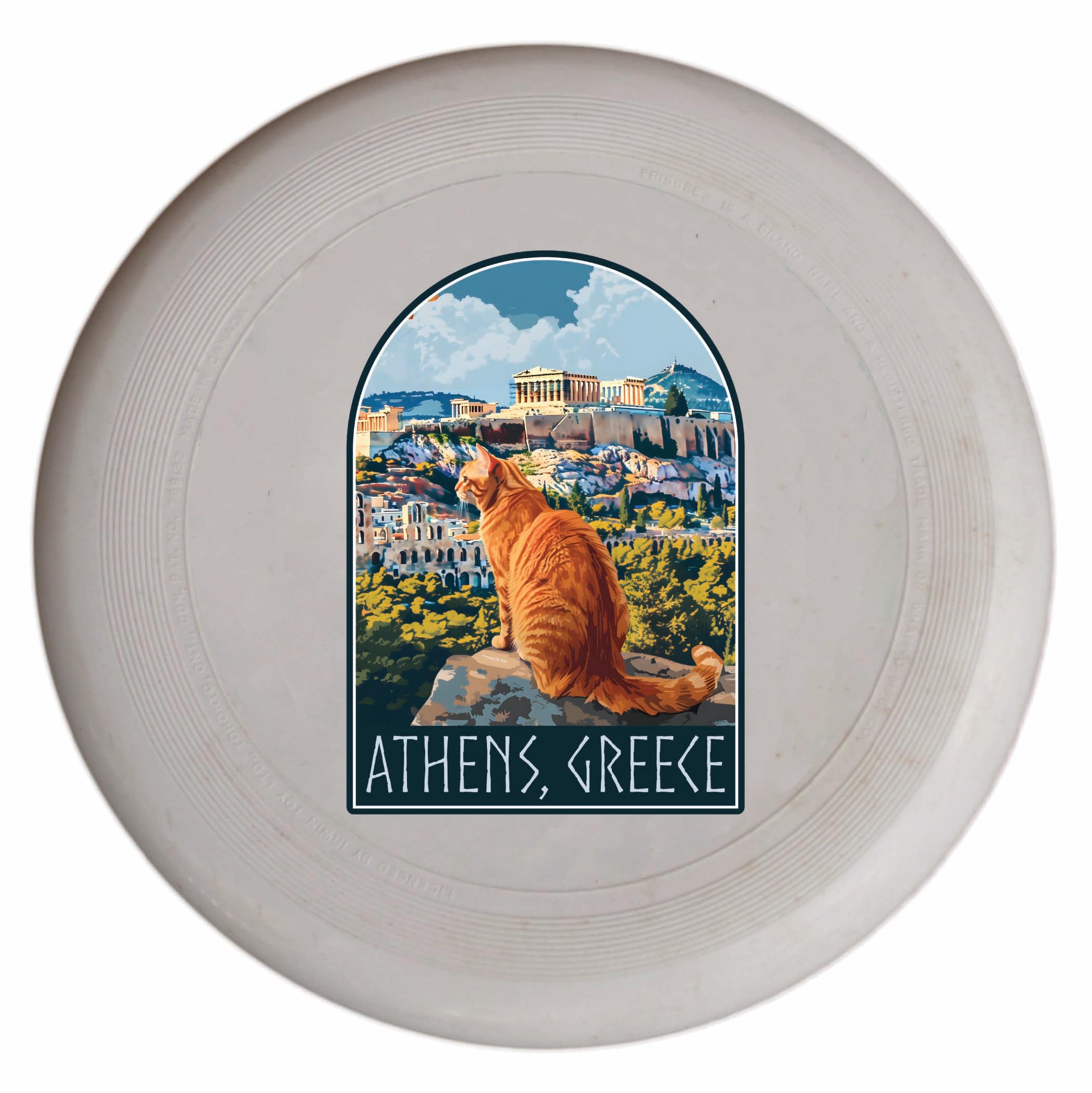Athens Greece Cat Acropolis Design Souvenir Frisbee Flying Disc Single
