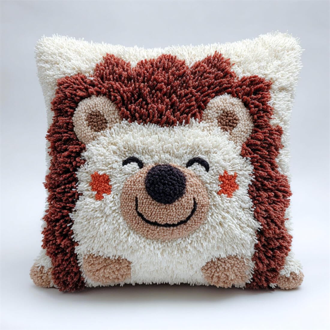 Kitquiver Animal DIY Latch Hook Kit Cartoon Hedgehog Crochet Needlework Crafts with Latch Hook Tool for Adults DIY Handmade Home Cushion Kits Decor 17x17In