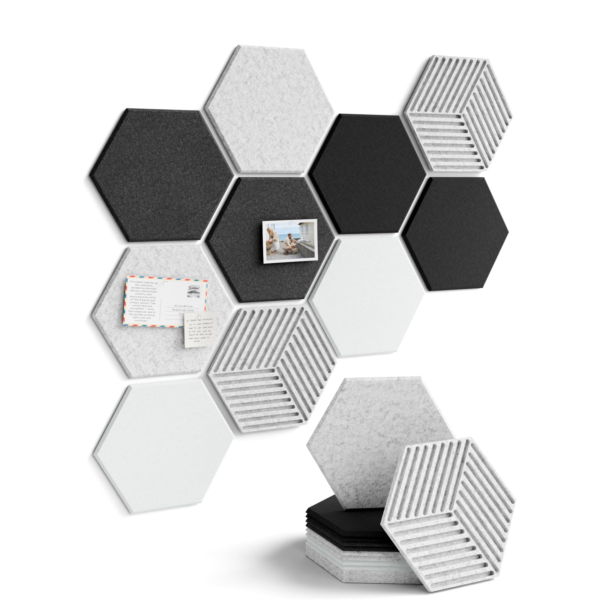 Fluxynara 10-Pack Hexagon Cork Board Alternative, Concrete Echo