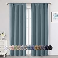 Vista 44 de Cortinas opacas para dormitorio, sala de estar, juego de 2 paneles de 54 pulgadas de largo, cortinas de oscurecimiento de habitación con aislamiento