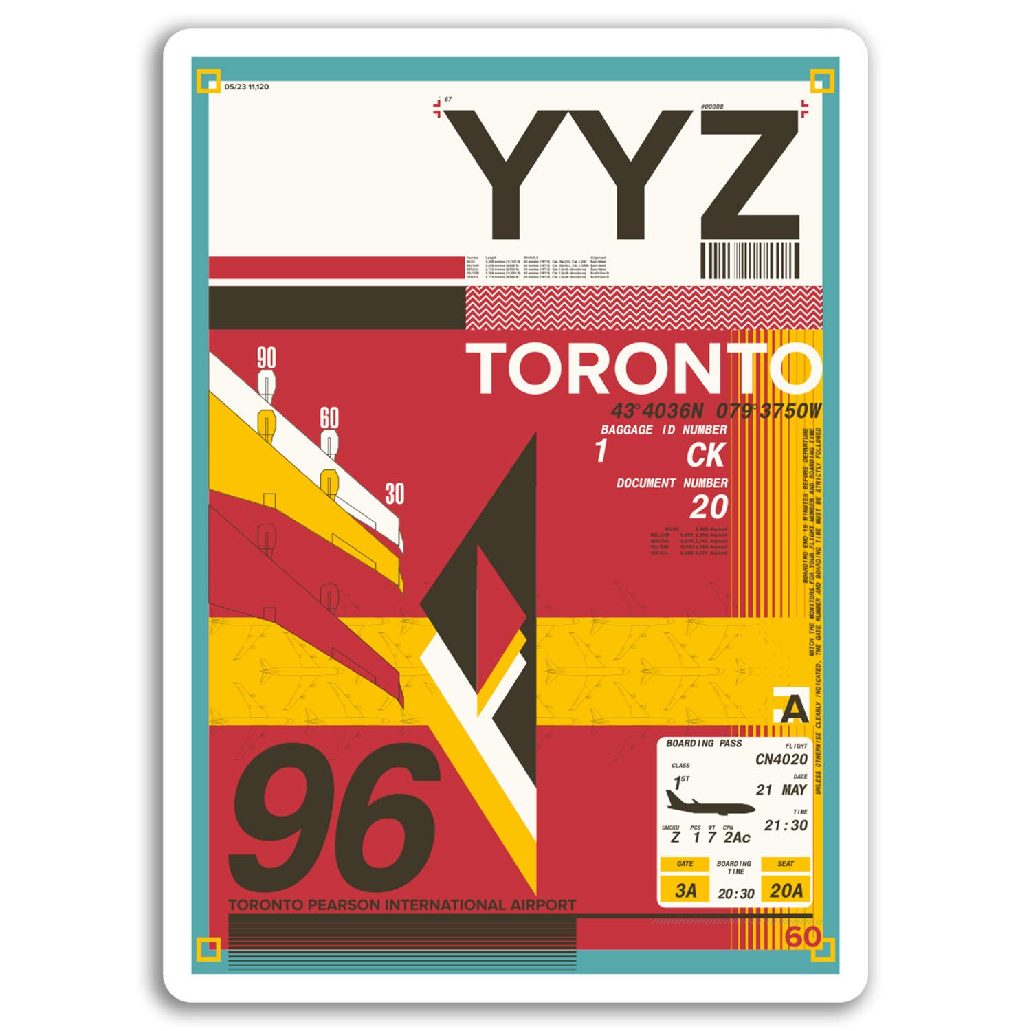 Destinationvinyl Multi 2 X 10Cm Toronto Airport Vinyl Stickers - Canada Sticker Laptop Luggage #17132 (10Cm Tall)
