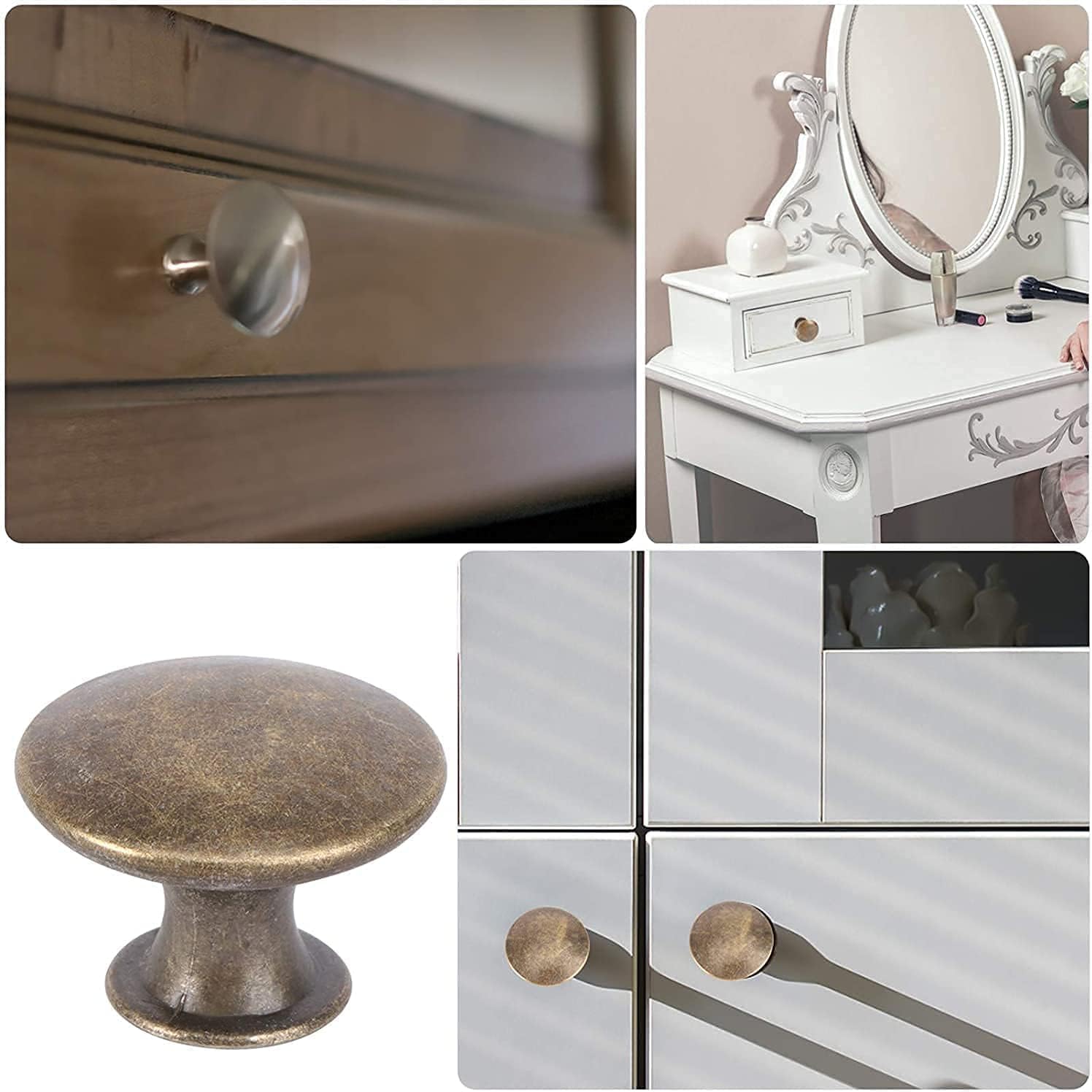 Retro Pull Handles,Round Knobs 8 Pieces Furniture Knobs 24mm Antique Knob Vintage Cabinet Knobs Vintage Dresser Knobs with Screws (Bronze) (Color : Bronze 1)