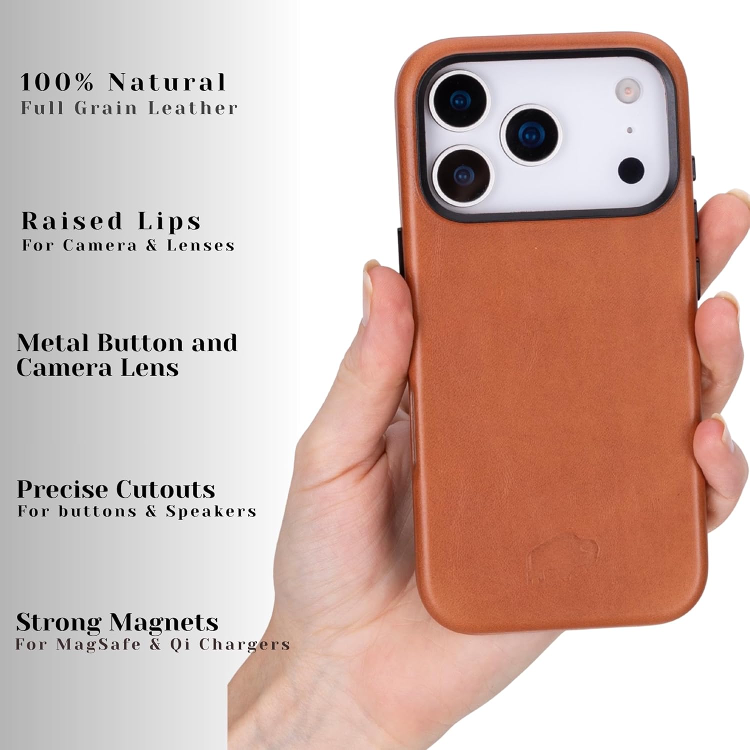 BLACKBROOK Leather Case for iPhone 17 Pro Max – Barlow Handcrafted Snap-On Cover, Full Grain Leather with 360° Edge Protection, MagSafe Compatible, Slim Protective Design, Luxury Gift Box Tan - Image 5