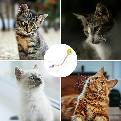 Miniatura 8 de Juguete interactivo para gatos, juguetes para gatos de interior, bola de gato ágil en movimiento con cola de malla elástica, juguetes automáticos
