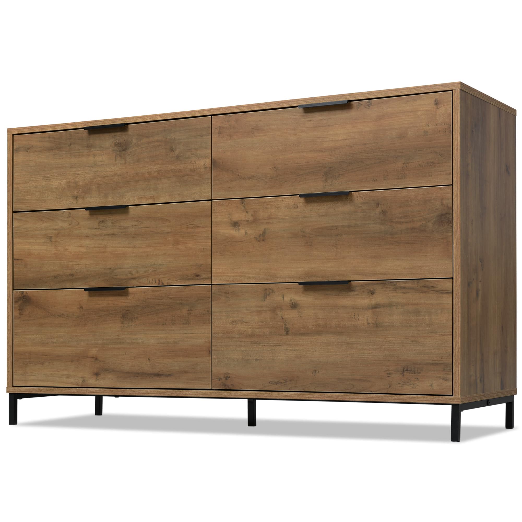 MURUL Cassettiera con 6 cassetti, credenza per camera da letto e tutti gli spazi abitativi, 120 x 40 x 76 cm, in rovere scuro (rovere scuro)