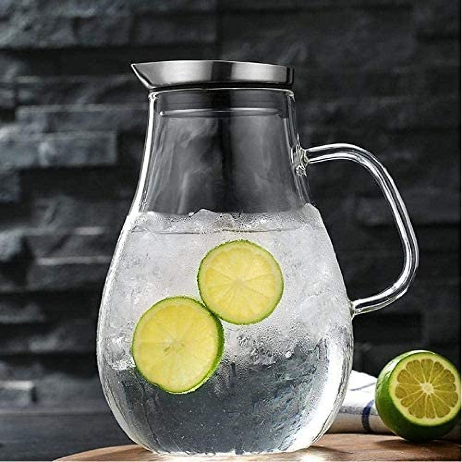 Dzbanek szklany 2,5 l z pokrywką, dzbanek z karafką na wodę do gorącej/zimnej wody, dzbanek ze szkła borokrzemowego odpornego na wysoką temperaturę, dozownik wody, szklany dzbanek bez kapani
