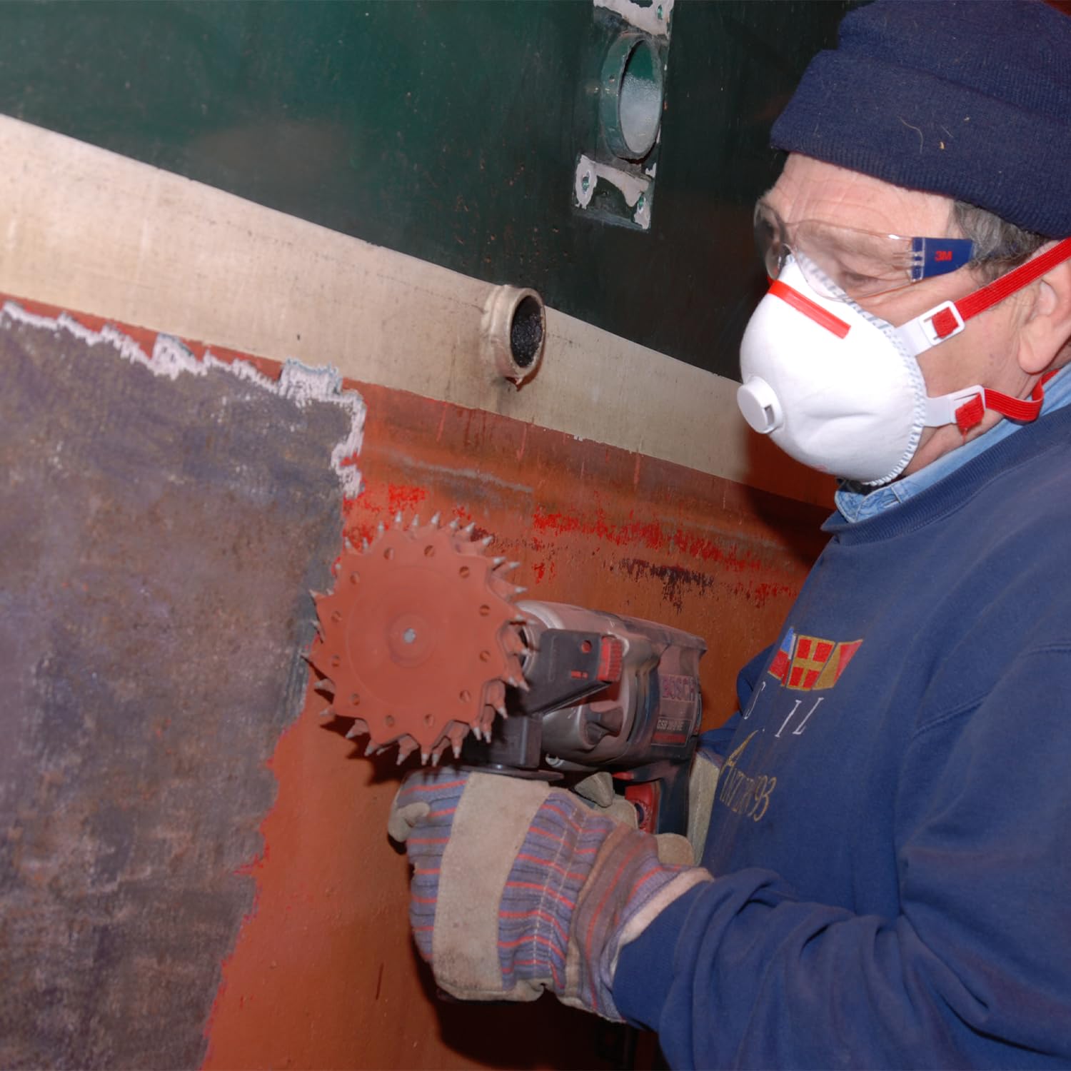 Schleifscheiben - Dreifach rotierende Strahlscheibe für umfangreiche Reparaturarbeiten, Zum Entfernen von Farbe, Spachtelmasse, Rost, Tectyl, Teer, Schweißnähten, Schweißnähten