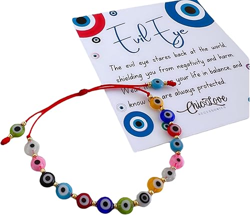 Pulsera de cuerda roja multicolor contra el mal de ojo, amuleto de buena suerte para energía diaria y protección espiritual, regalo hecho a mano