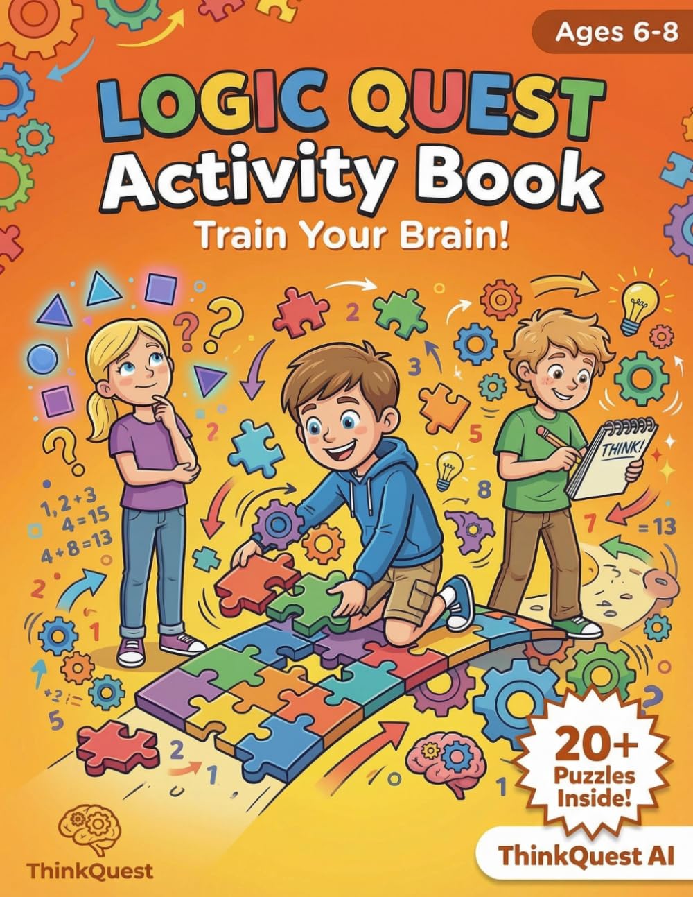 Logic Quest Activity Book: Train Your Brain!: Critical Thinking Puzzles for Kids Ages 6-8 — Pattern Matching, Sequences & Shape Sorting Fun