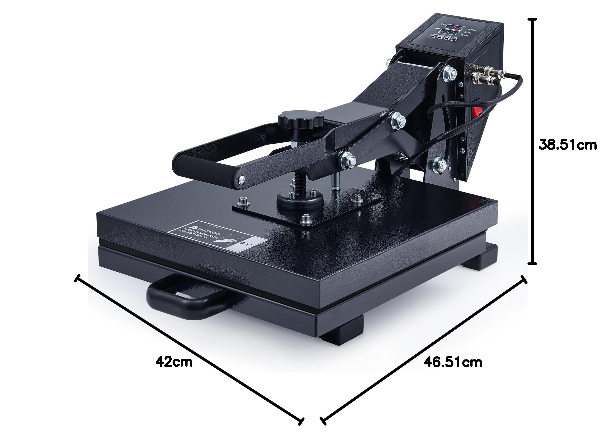 CREWORKS 38x38cm Pressa a Caldo per Magliette con Doppio Tubo di Riscaldamento a Controllo Digitale 1400W Pressa Calore Termopressa Multiuso per Magliette, Cuscini, Borse DIY e Affari