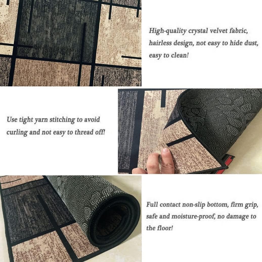 Runner Rugs for Hallway Brown 2'X2' Geometric Non-Slip Washable Kitchen Long Carpet, Indoor Corridor Short Pile Entrance Decor Mat